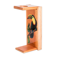 Load image into Gallery viewer, Hand-Painted Pinewood Toucan Single-Serve Drip Coffee Stand - Coffee with Toucans | NOVICA
