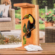 Load image into Gallery viewer, Hand-Painted Pinewood Toucan Single-Serve Drip Coffee Stand - Coffee with Toucans | NOVICA

