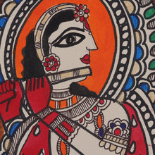 Load image into Gallery viewer, Krishna-Inspired Figure Playing the Flute Madhubani Painting - The Divine Melody | NOVICA
