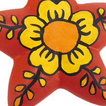 Load image into Gallery viewer, 2 Hand-Painted Ceramic Star Floral Christmas Ornaments - Ayacucho Floral Stars | NOVICA
