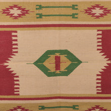 Load image into Gallery viewer, Hand-Loomed Geometric Fringed Cotton Dhurrie Area Rug (2x3) - Traditional Accents | NOVICA
