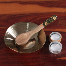 Load image into Gallery viewer, Brass-Plated Handcrafted Spoon Rest with Hammered Finish - Hammered Textures | NOVICA
