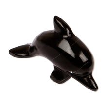 Load image into Gallery viewer, Handcrafted Dolphin-Shaped Dark-Palette Marble Figurine - Nocturnal Fins | NOVICA
