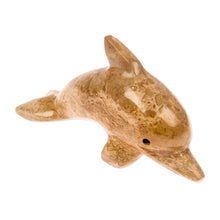 Load image into Gallery viewer, Hand-Carved Dolphin-Shaped Earthy-Toned Marble Figurine - Earth Fins | NOVICA

