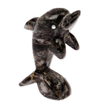 Load image into Gallery viewer, Artisan-Made Dolphin-Themed Blue-Palette Marble Figurine - True Sea | NOVICA

