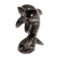Load image into Gallery viewer, Artisan-Made Dolphin-Themed Blue-Palette Marble Figurine - True Sea | NOVICA
