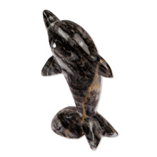 Load image into Gallery viewer, Artisan-Made Dolphin-Themed Blue-Palette Marble Figurine - True Sea | NOVICA
