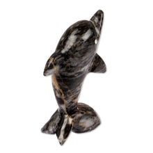 Load image into Gallery viewer, Artisan-Made Dolphin-Themed Blue-Palette Marble Figurine - True Sea | NOVICA
