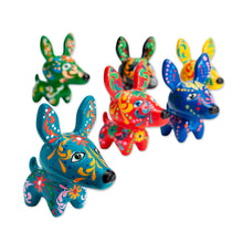 Load image into Gallery viewer, Dog-Themed Red Ceramic Figurine with Hand-Painted Motifs - Cheerful Dog | NOVICA

