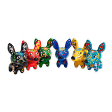 Load image into Gallery viewer, Dog-Themed Red Ceramic Figurine with Hand-Painted Motifs - Cheerful Dog | NOVICA
