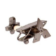 Load image into Gallery viewer, Artisan-Made Upcycled Plane Metal Sculpture from Mexico - Nouveau Voyage | NOVICA
