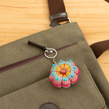 Load image into Gallery viewer, Floral Crocheted Beaded Keychain and Charm for Handbags - Gummy Flower | NOVICA
