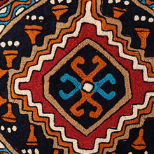 Load image into Gallery viewer, Pair of Cotton Cushion Covers with Chain Stitch Embroidery - Hypnotic Kites | NOVICA
