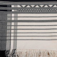 Load image into Gallery viewer, Hand-Loomed Geometric Cotton Throw in Black and Ivory - Creative Elegance | NOVICA

