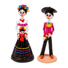 Load image into Gallery viewer, Hand-Painted 2-Piece Folk Art-Themed Couple Sculpture Set - Night in Love | NOVICA
