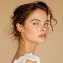 Load image into Gallery viewer, Balinese Hibiscus-Shaped 18k Gold-Plated Button Earrings - Victory of Hibiscus | NOVICA
