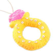 Load image into Gallery viewer, Whimsical Ring-Shaped 6-Piece 100% Wool Felt Ornament Set - Rings of Christmas | NOVICA
