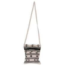 Load image into Gallery viewer, Folk Art-Patterned Ivory and Onyx Cotton Zippered Sling Bag - Ivory Medley | NOVICA
