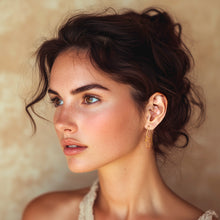 Load image into Gallery viewer, 18k Gold-Plated Half-Hoop Earrings in a High Polish Finish - Victorious Flow | NOVICA
