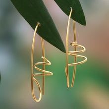 Load image into Gallery viewer, 18k Gold-Plated Half-Hoop Earrings in a High Polish Finish - Victorious Flow | NOVICA
