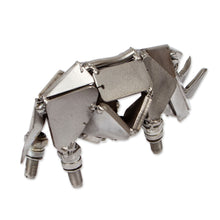 Load image into Gallery viewer, Rhino-Shaped Modern Eco-Friendly Recycled Metal Figurine - Rugged Rhino | NOVICA
