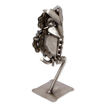 Load image into Gallery viewer, Eco-Friendly Recycled Metal Sculpture of a Perching Owl - Perching Owl | NOVICA
