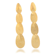Load image into Gallery viewer, Textured Drop-Shaped 22k Gold-Plated Brass Dangle Earrings - Victorious Shower | NOVICA
