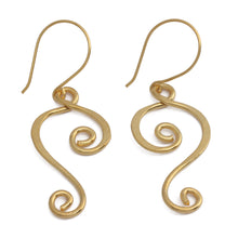 Load image into Gallery viewer, High-Polished 22k Gold-Plated Dangle Earrings Made in Bali - Morning Tune | NOVICA
