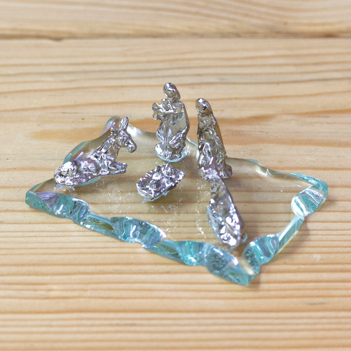 Inspirational Handmade Metal Alloy and Glass Nativity Scene - Immortal Hope | NOVICA