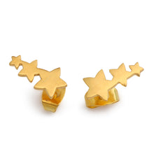 Load image into Gallery viewer, Artisan-Made 18k Gold-Plated Star-Themed Brass Stud Earrings - My Constellation | NOVICA
