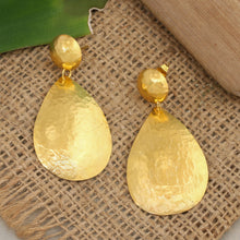 Load image into Gallery viewer, High-Polished 22k Gold-Plated Drop-Shaped Dangle Earrings - Future Reflections | NOVICA
