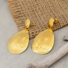 Load image into Gallery viewer, High-Polished 22k Gold-Plated Drop-Shaped Dangle Earrings - Future Reflections | NOVICA
