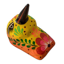 Load image into Gallery viewer, Hummingbird-Themed Hand-Painted Reclaimed Wood Wall Mask - Hummingbird of Light | NOVICA
