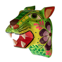 Load image into Gallery viewer, Hand-Painted Jaguar Wall Mask Carved from Reclaimed Wood - Jaguar Spirit | NOVICA
