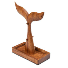 Load image into Gallery viewer, Whale Tail-Shaped Wood Jewelry Stand Carved by Hand in Bali - Whale Tail | NOVICA
