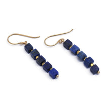 Load image into Gallery viewer, 18k Gold-Plated Dangle Earrings with Lapis Lazuli Stones - Midnight Margarita | NOVICA
