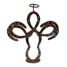 Load image into Gallery viewer, Recycled Iron Horseshoe Sculpture of an Abstract Angel - Horseshoe Angel | NOVICA

