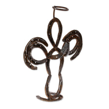 Load image into Gallery viewer, Recycled Iron Horseshoe Sculpture of an Abstract Angel - Horseshoe Angel | NOVICA
