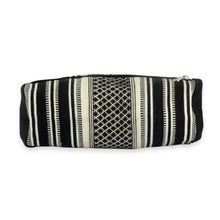 Load image into Gallery viewer, Artisan-Made Black and Ivory Cotton Cosmetic Case from India - Adventures at Night | NOVICA
