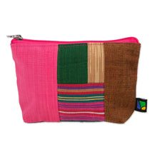 Load image into Gallery viewer, Javanese Lurik Handwoven Patchwork Cotton Cosmetic Bag - Lovely Lurik | NOVICA
