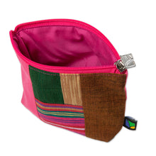 Load image into Gallery viewer, Javanese Lurik Handwoven Patchwork Cotton Cosmetic Bag - Lovely Lurik | NOVICA
