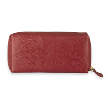 Load image into Gallery viewer, Burgundy Leather Wallet and Clutch with Stitched Black Patch - Vibrant Contrast | NOVICA
