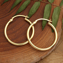 Load image into Gallery viewer, 18k Gold-Plated Brass Hoop Earrings with Lustrous Finish - Glowing Essentials | NOVICA
