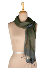 Load image into Gallery viewer, Reversible Silk Shawl in Magenta and Cadet Blue Shades - Magenta Fusion | NOVICA
