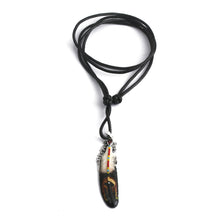 Load image into Gallery viewer, Feather-Shaped Adjustable Pendant Necklace with Pear Garnet - Feather of Passion | NOVICA
