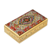 Load image into Gallery viewer, Hand-Painted Floral-Patterned Papier Mache Decorative Box - Regal Medallion | NOVICA
