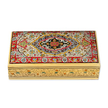 Load image into Gallery viewer, Hand-Painted Floral-Patterned Papier Mache Decorative Box - Regal Medallion | NOVICA
