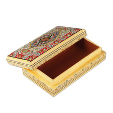Load image into Gallery viewer, Hand-Painted Floral-Patterned Papier Mache Decorative Box - Regal Medallion | NOVICA
