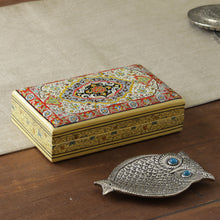Load image into Gallery viewer, Hand-Painted Floral-Patterned Papier Mache Decorative Box - Regal Medallion | NOVICA
