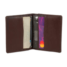 Load image into Gallery viewer, Minimalist 100% Leather Card Holder in a Chocolate Brown Hue - Chocolate Slots | NOVICA
